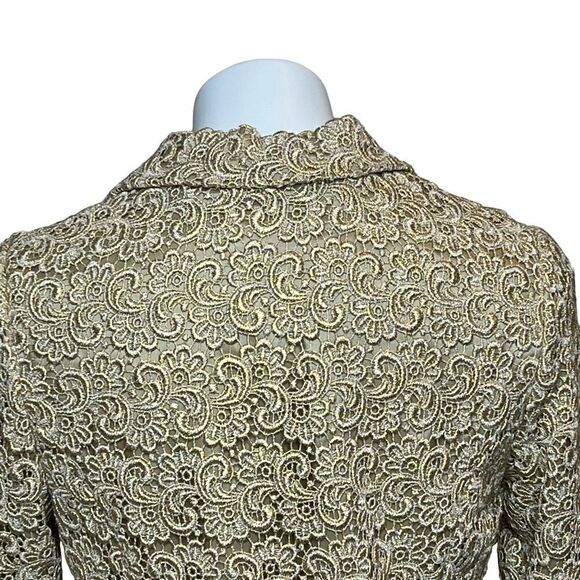 Talbots vintage metallic gold lace overlay evening jacket size 4 - Picture 9 of 16